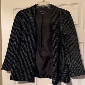 Kasper Black Jacket with White Pinstripe Dots Size 12